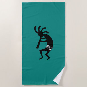 Toalha De Praia Cerceta e design preto de Kokopelli