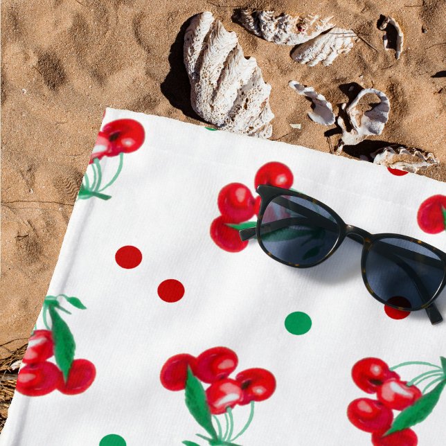 Toalha De Praia Cerejas E Bolinhas (Go to the beach in retro style! 🌞🍒)