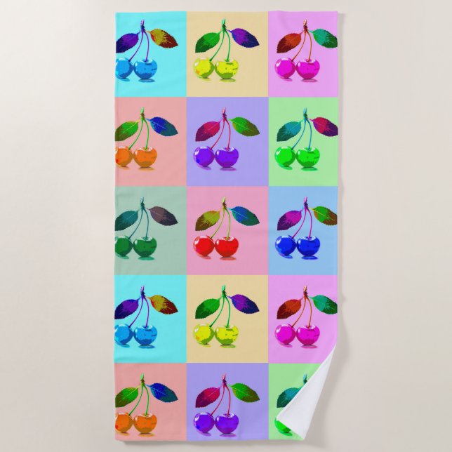 Toalha De Praia Cerejas no estilo de arte Pop (Frente)