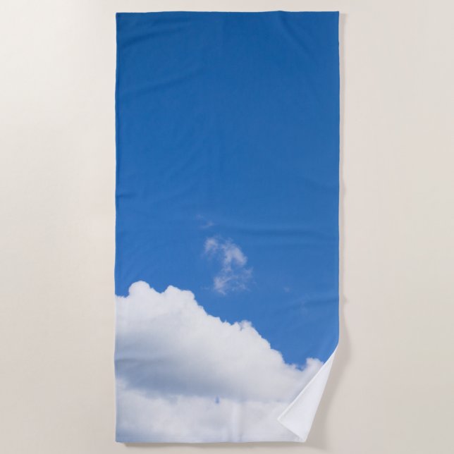 Toalha De Praia Céu azul com nuvens (Frente)