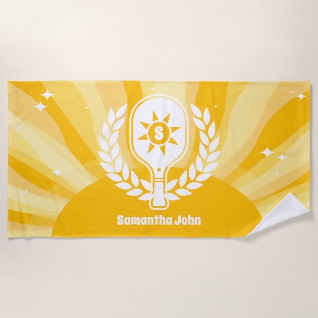 Toalha De Praia Chá de Panela Retrô Sunshine Pickleball (Frente)