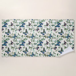 Toalha De Praia Chá de panela Romântico de Borboletas Azuis Chic