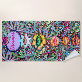 Toalha De Praia Chakra Floral Dreamer Colorida Mística Incomum