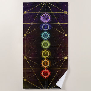 Toalha De Praia Chakras de incandescência colorido