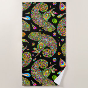 Toalha De Praia Chameleon Psychedelic Fantasy
