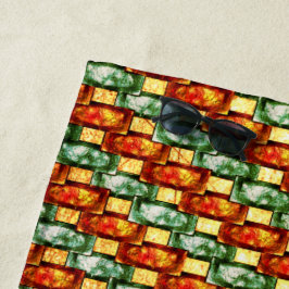 Toalha De Praia Chapas retangulares em laranja verde esmeriladas e