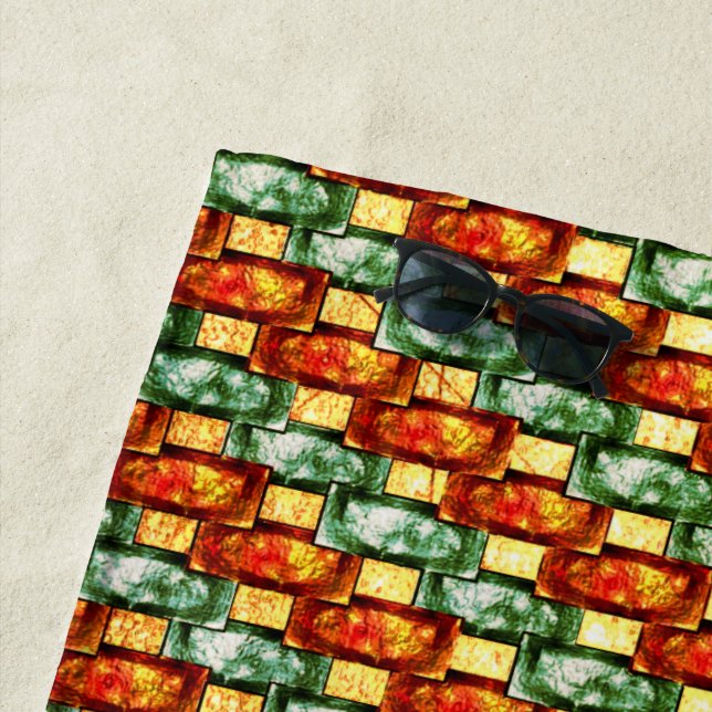 Toalha De Praia Chapas retangulares em laranja verde esmeriladas e (In Situ)