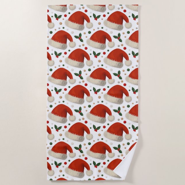 Toalha De Praia Chapéus de Papai Noel (Frente)