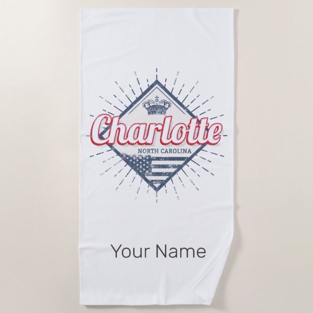 Toalha De Praia Charlotte City North Carolina Estados Unidos EUA (Frente)