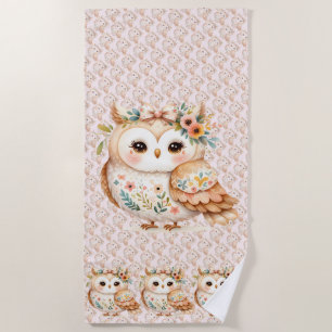 Toalha De Praia Charme Farmcore Boho Cottagecore Owl
