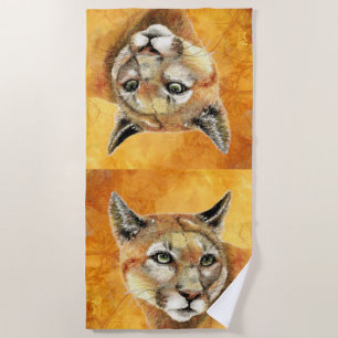 Toalha De Praia Charuto de Aquarela, Puma, Gato de Leão de Montanh