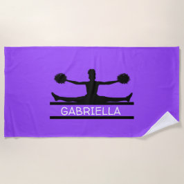Toalha De Praia Cheerleader personalizado roxo da silhueta