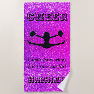 Toalha De Praia Cheerleader Purple Sparkle Custom Beach Towel