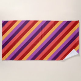 Toalha De Praia Cherry Red Violet Stripes Beach Towel