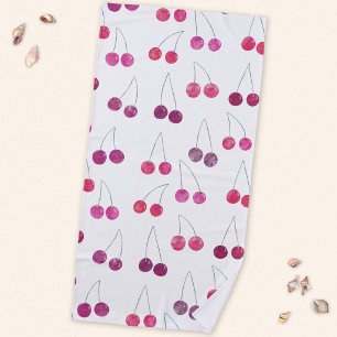 Toalha De Praia Cherry Watercolor Fruta