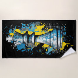 Toalha De Praia Chess King Graffiti Art – Urban Strategy Illustrat