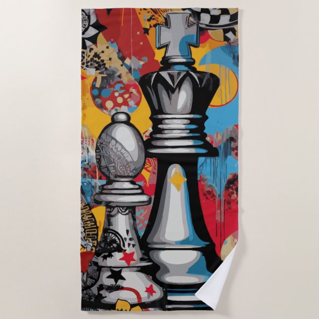 Toalha De Praia Chess King Pop Art Strategy Design (Frente)