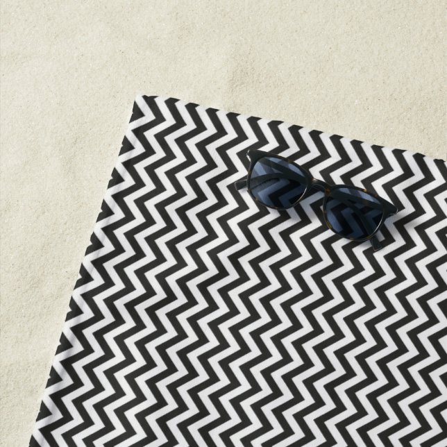 Toalha De Praia Chevron Branco Preto (In Situ)