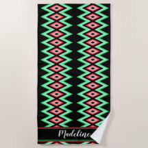 Chevron Calliographic Name Red Green Tropical Beac