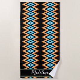Toalha De Praia Chevron Tropical Custom name Modern Pattern Beach