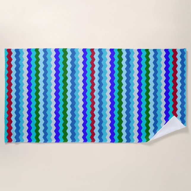 Toalha De Praia Chevron zigzag Pattern Sea Glass Beach Towel (Frente)