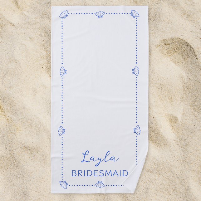 Toalha De Praia Chic Desenhado da Mão Costeira Bridesmaid (Criador carregado)