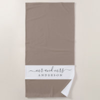 Chic Newlywn Sr. Taupe White Monogrammed