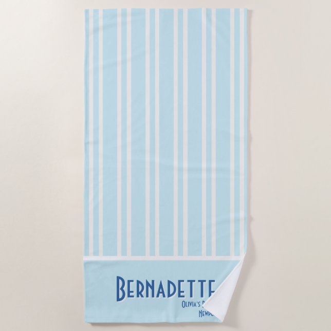 Toalha De Praia Chic Stripe Bachelorette (Frente)