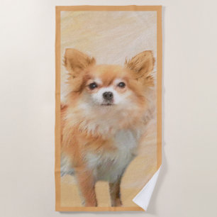 Toalha De Praia Chihuahua Pintura De Cachorro De Cabelo Longo