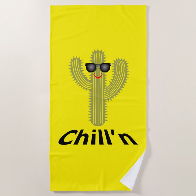 Toalha De Praia Chill N Cactus Design - Beach Towel (Frente)