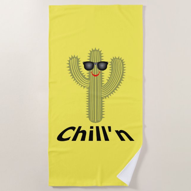 Toalha De Praia Chill N Cactus Design - Beach Towel (Frente)