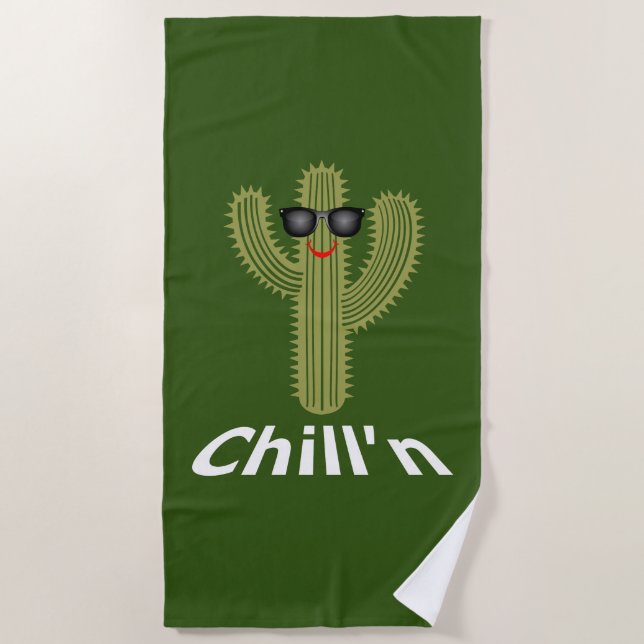 Toalha De Praia Chill N Cactus Design - Beach Towel (Frente)