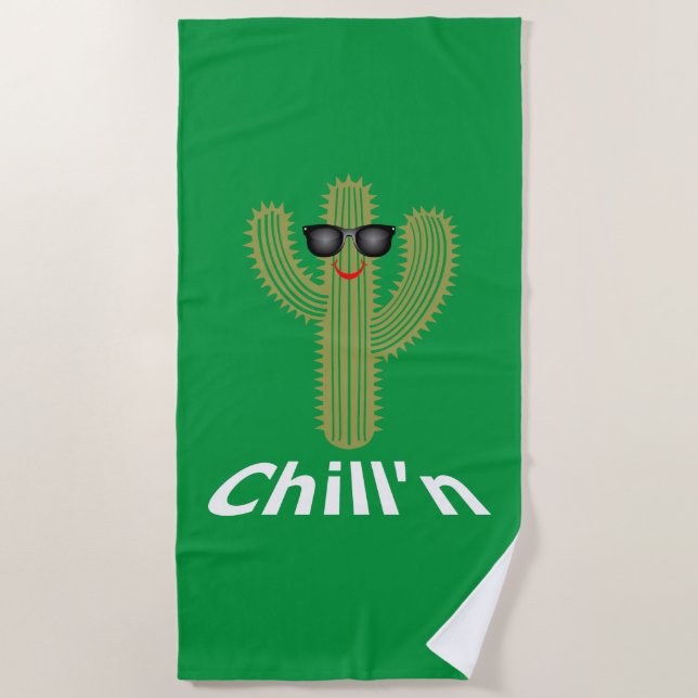 Toalha De Praia Chill N Cactus Design - Beach Towel (Frente)