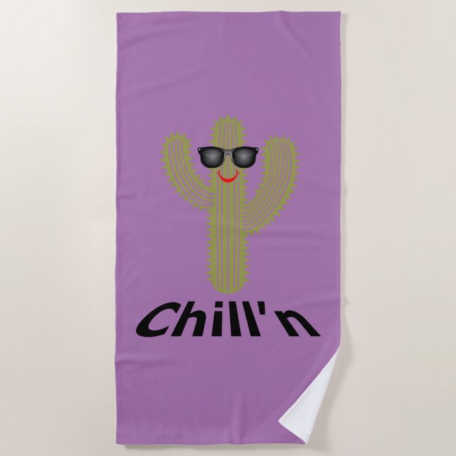 Toalha De Praia Chill N Cactus Design - Beach Towel (Frente)