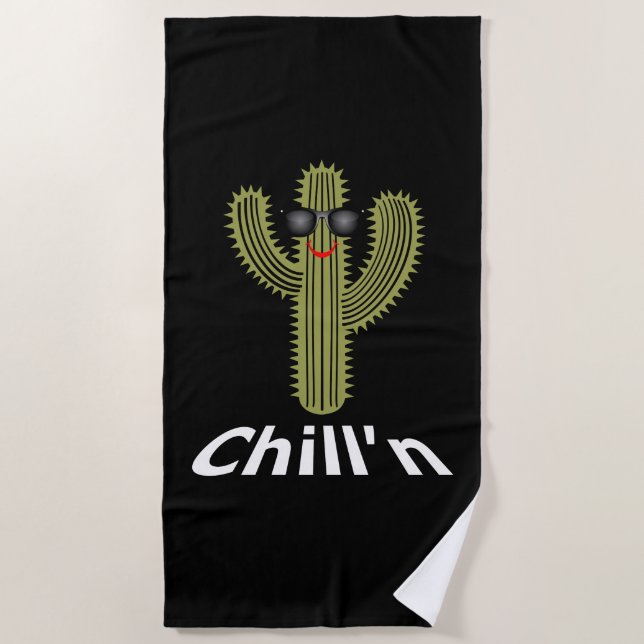 Toalha De Praia Chill N Cactus Design - Beach Towel (Frente)