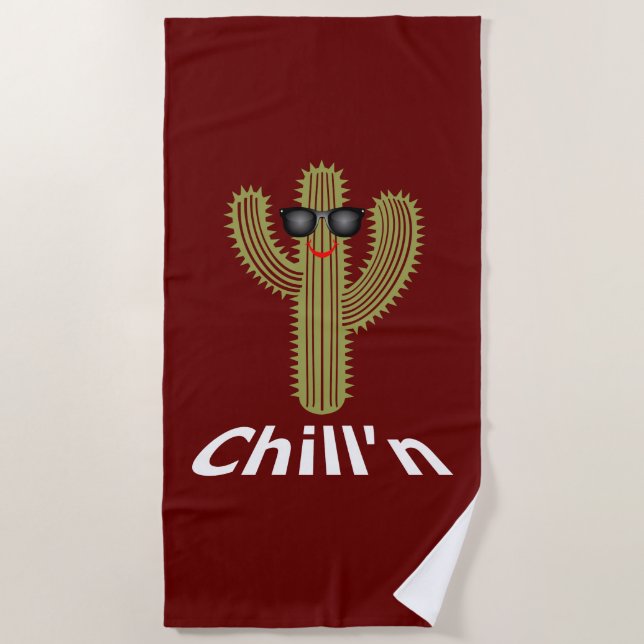 Toalha De Praia Chill N Cactus Design - Beach Towel (Frente)