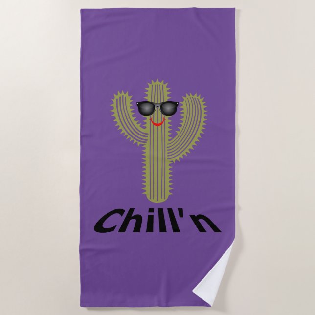 Toalha De Praia Chill N Cactus Design - Beach Towel (Frente)