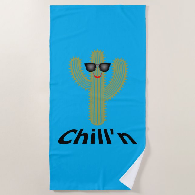 Toalha De Praia Chill N Cactus Design - Beach Towel (Frente)