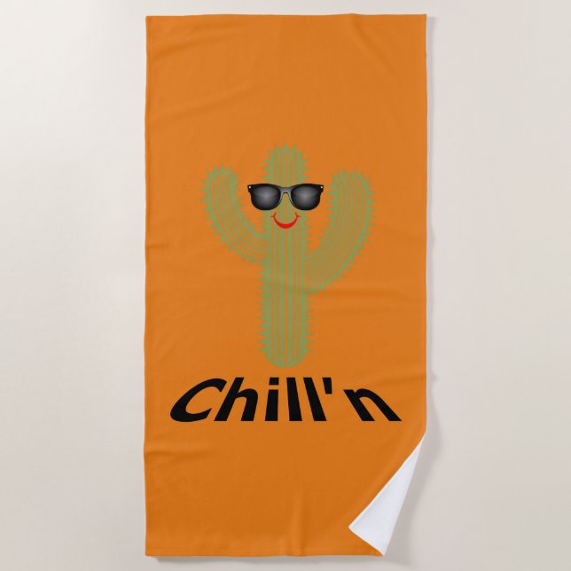 Toalha De Praia Chill N Cactus Design - Beach Towel (Frente)