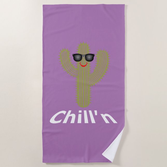 Toalha De Praia Chill N Cactus Design - Beach Towel (Frente)