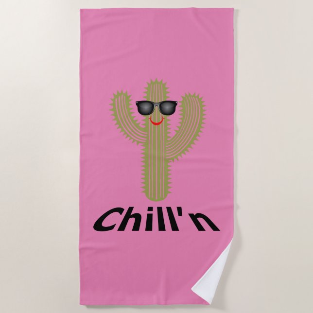 Toalha De Praia Chill N Cactus Design - Beach Towel (Frente)