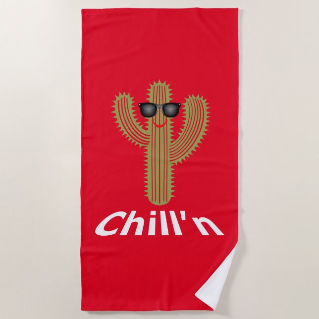 Toalha De Praia Chill N Cactus Design - Beach Towel (Frente)