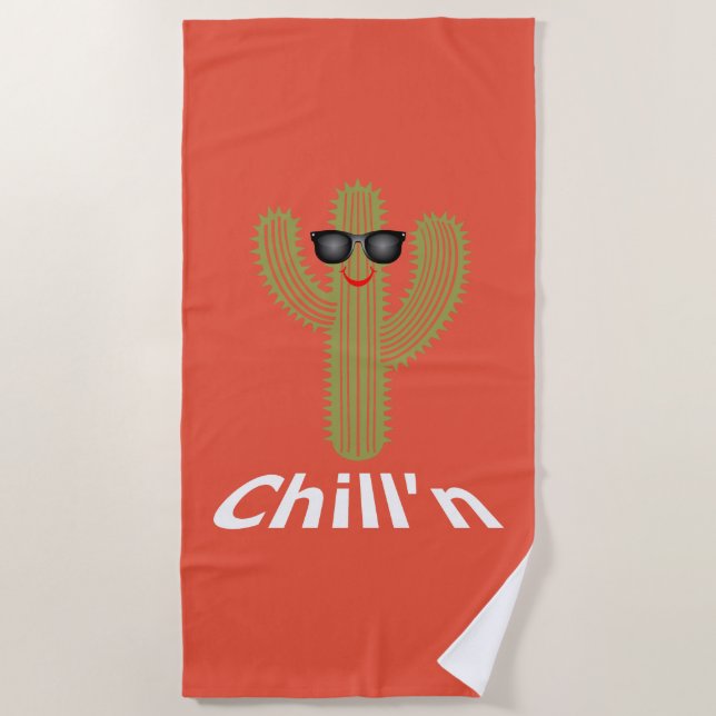 Toalha De Praia Chill N Cactus Design - Beach Towel (Frente)
