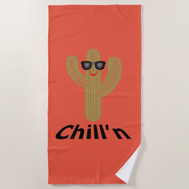 Toalha De Praia Chill N Cactus Design - Beach Towel (Frente)
