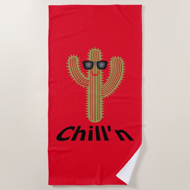 Toalha De Praia Chill N Cactus Design - Beach Towel (Frente)
