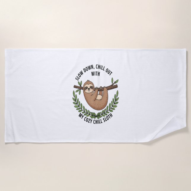 Toalha De Praia Chill Sloth, USA Animal (Frente)