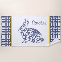 Toalha De Praia Chinoiserie Bunny Rabbit Personalizado Beach Towel