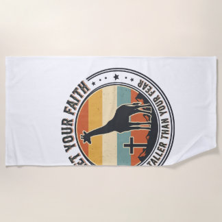 Toalha De Praia Christian Faith Giraffe Inspirational Retro Sunset