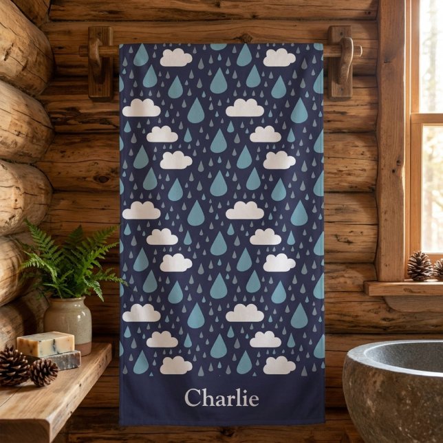 Toalha De Praia Chuva e Nuvens Personalizadas  (Criador carregado)