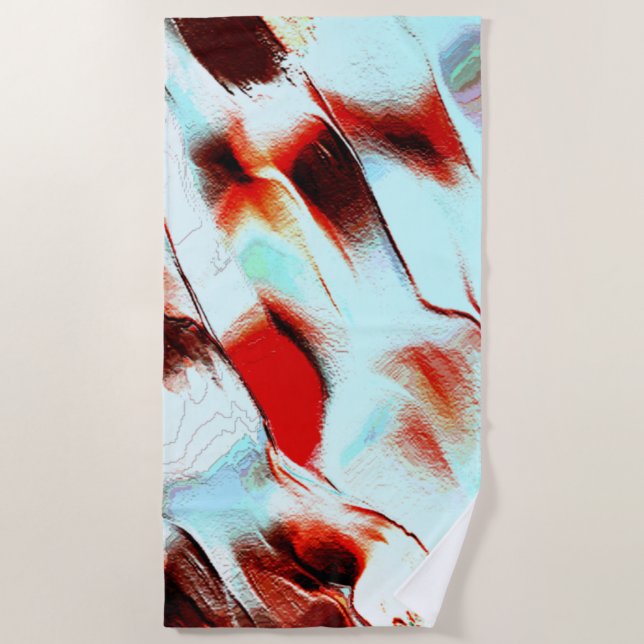 Toalha De Praia Ciano claro e vermelho forte (Frente)